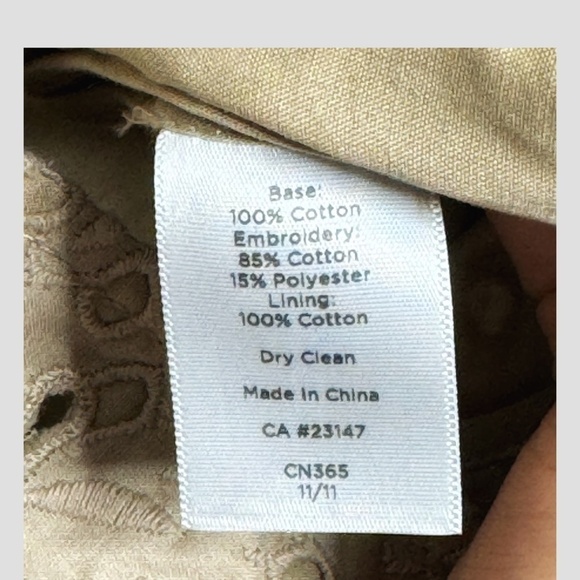 Talbots Lightweight Blazer Eyelet Detail 100% Cotton Button Front Jacket Taupe 6 - Picture 3 of 9